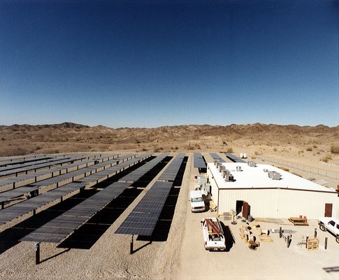 A solar installation in a desert