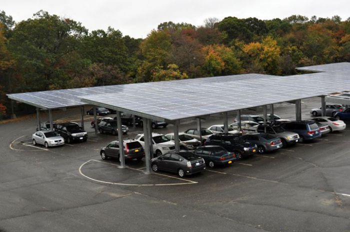 The solar carport at Suffolk County. Courtesy LIPA.