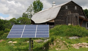A solar tracker on a farm