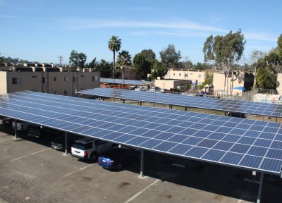 Everyday Energy installed solar on carports at affordable housing complex.