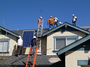 Installing solar on a home.