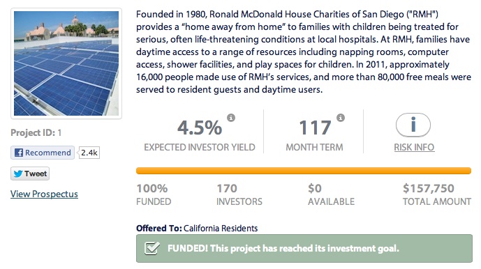 Mosaic's Ronald McDonald project funded just hours after offer made
