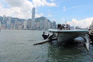 Solar boat navigates heavy storms to land in Hong Kong