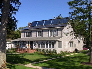 A solar array on a Michigan home