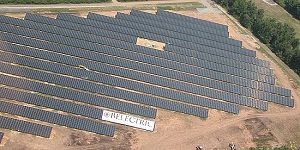 A solar installation at a NASCAR facility