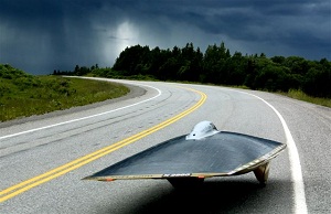 solar car heading into storm