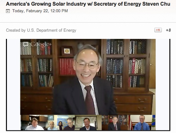 Sec. Chu discussing solar during the Google Hangout