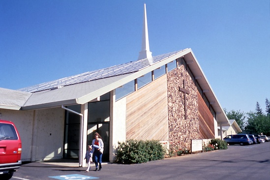 A California church with solar panels on its roof