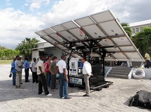 Mobile solar device ridding water of radiation, contaminants 