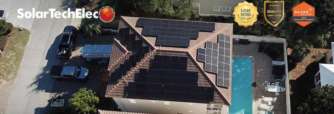 Solar Tech Elec header picture showcasing a Solar pv installation in Miramar, Florida. 2023 Awarded Installer of the month by Silfab solar.